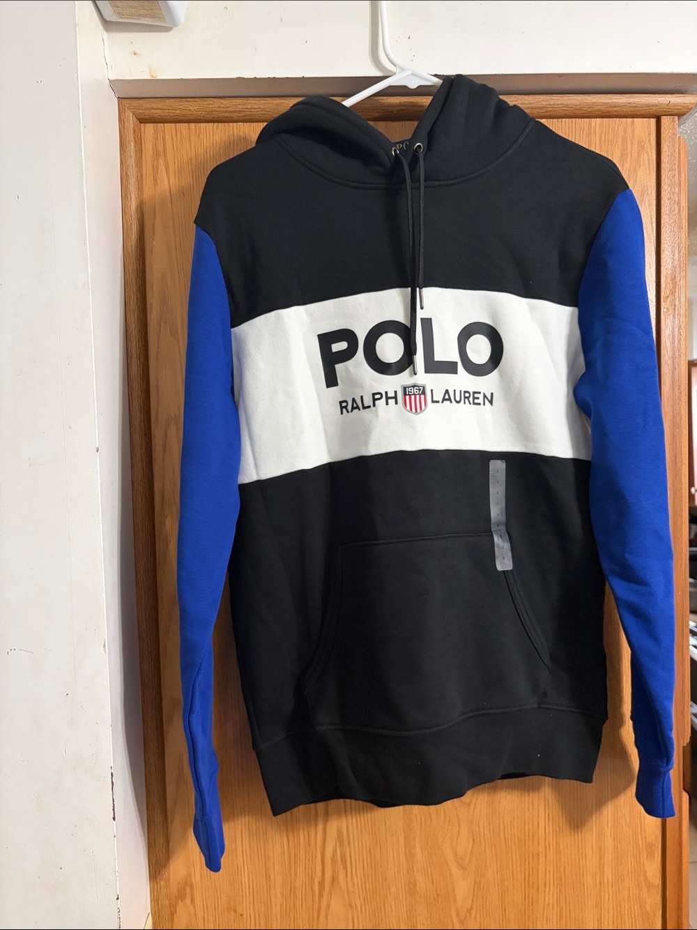 Polo by Ralph Lauren Black, White & Royal Blue Colorblock Hoodie
